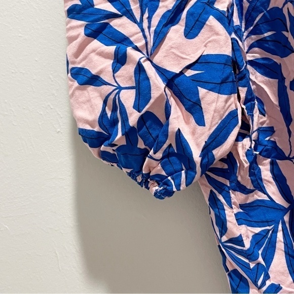 ELOQUII Women’s Plus DON’T STOP BELEAFIN’ Pink Blue Floral Smocked Neck Top 18 - Picture 5 of 10